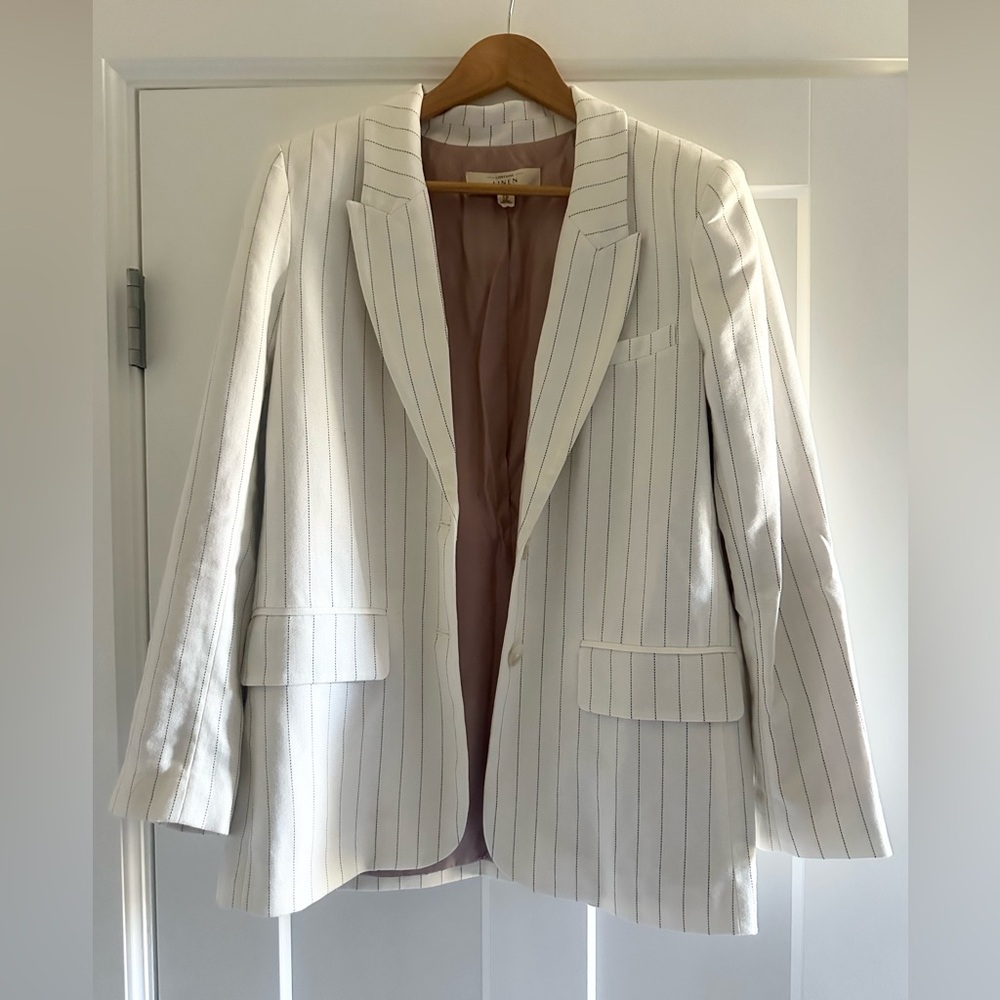 Black/white striped Linen Blend Blazer NWOT - Picture 13 of 17